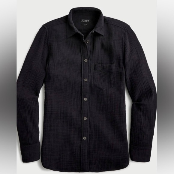 J. Crew Black Textured Double-Gauze Button Shirt Size Small